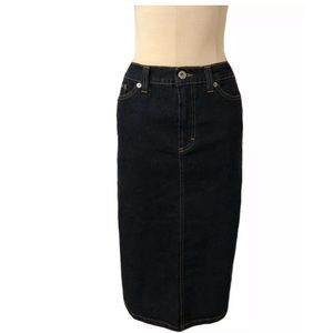 Dolce And Gabbana Sheer Back Denim Pencil Skirt